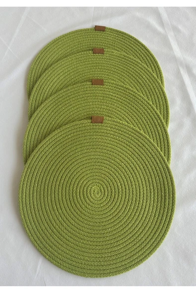 HHKARTS Yuvarlak Amerikan Servis Sofra Altlığı, Masa Dekoru Supla Fıstık Yeşil 33cm 4lü ürün görseli
