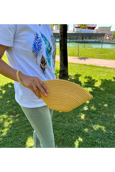 HHKARTS Jüt Midye El Çantası - Resim 5