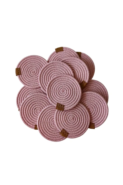 HHKARTS Jüt Bardak Kupa Altlığı Açık Pembe 13cm 12li - Resim 3