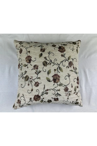 HHKARTS Çiçek Desenli Yastık Kılıfı Çift Taraflı Goblen Kumaş Kapalı Fermuarlı Kırlent 40x40 - Resim 2