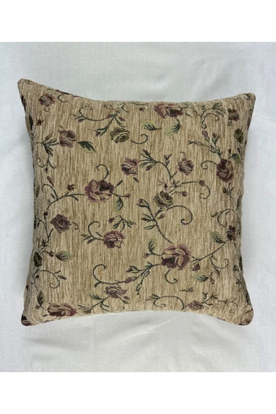 HHKARTS Çiçek Desenli Yastık Kılıfı Çift Taraflı Goblen Kumaş Kapalı Fermuarlı Kırlent 40x40 - Resim 3