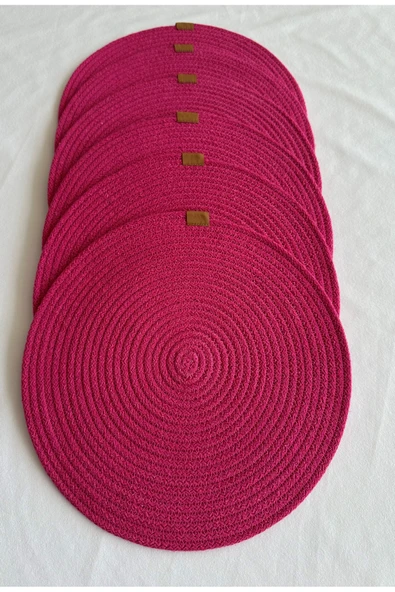 HHKARTS Yuvarlak Amerikan Servis Sofra Altlığı, Masa Dekoru Supla Fuşya 33cm 6lı ürün görseli