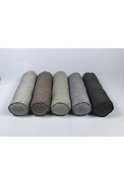 HHKARTS Keten Kumaş Silindir Yastık Fermuarlı Bolster Yoga Yastık Kılıfı Siyah 20x50 - 7