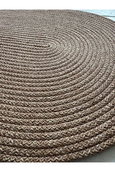 HHKARTS Jüt Düz Banyo Paspası Oval Kahverengi - Resim 2