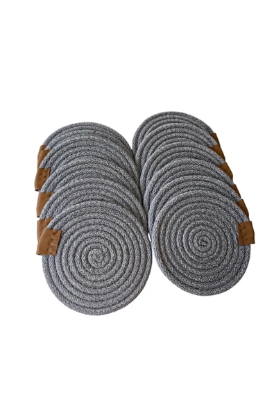 HHKARTS Jüt Bardak Kupa Altlığı Gri 13cm 12li ürün görseli