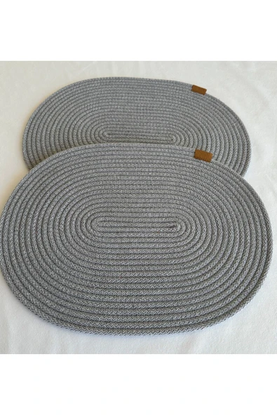 HHKARTS Jüt Amerikan Servis Sofra Altlığı, Masa Dekoru Supla Oval Gri 30x40 8li - Resim 2