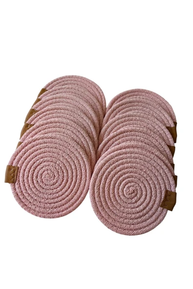 HHKARTS Jüt Bardak Kupa Altlığı Açık Pembe 13cm 12li - Resim 6