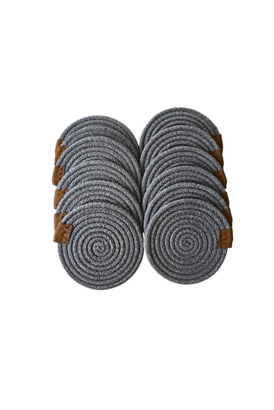 HHKARTS Jüt Bardak Kupa Altlığı Gri 13cm 12li - Resim 4