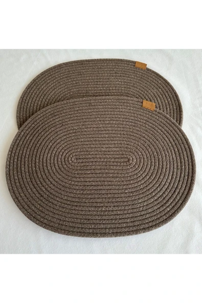 HHKARTS Jüt Amerikan Servis Sofra Altlığı, Masa Dekoru Supla Oval Sepya 30x40 8li - Resim 2