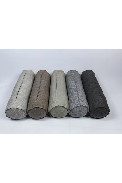 HHKARTS Keten Kumaş Silindir Yastık Fermuarlı Bolster Yoga Yastık Kılıfı Antrasit 20x50 - Resim 6