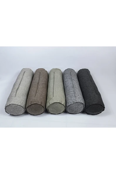 HHKARTS Keten Kumaş Silindir Yastık Fermuarlı Bolster Yoga Yastık Kılıfı Kahverengi 20x50 - 7