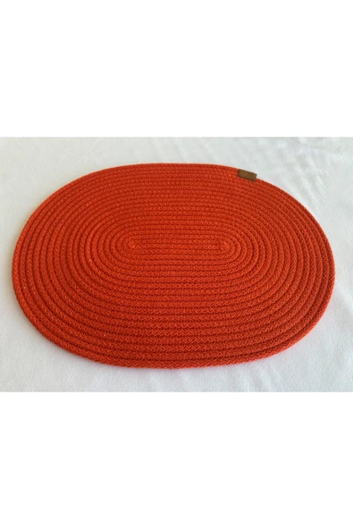 HHKARTS Jüt Amerikan Servis Sofra Altlığı, Masa Dekoru Supla Oval Turuncu 30x40 8li ürün görseli