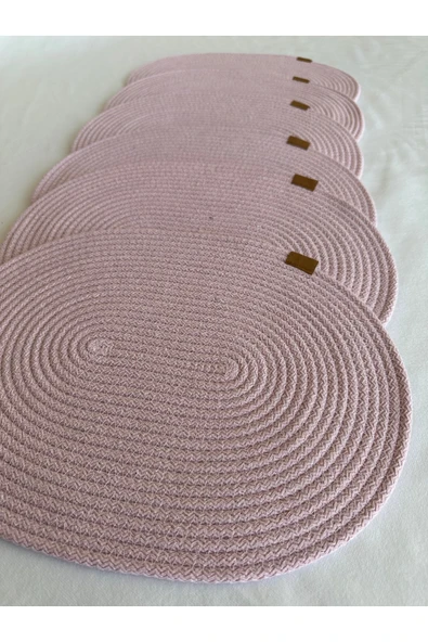 HHKARTS Jüt Amerikan Servis Sofra Altlığı, Masa Dekoru Supla Oval Açık Pembe 30x40 6lı - Resim 3