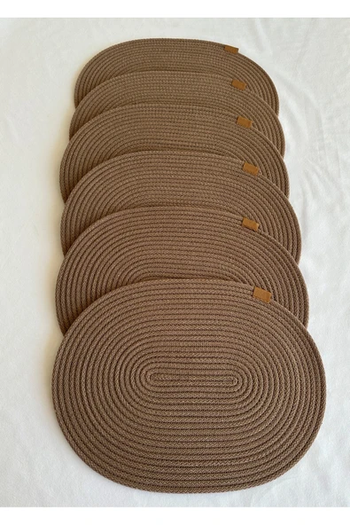 HHKARTS Jüt Amerikan Servis Sofra Altlığı, Masa Dekoru Supla Oval Kahverengi 30x40 6lı - Resim 2