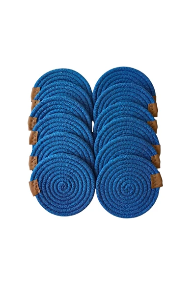 HHKARTS Jüt Bardak Kupa Altlığı Mavi 13cm 12li - 3