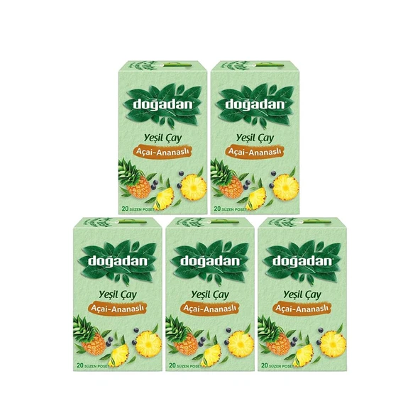 Doğadan Yeşil Çay Açai Ananaslı Bardak Poşey Çay x 5 Adet - Resim 2