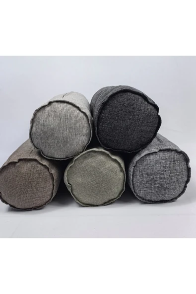 HHKARTS Keten Kumaş Silindir Yastık Fermuarlı Bolster Yoga Yastık Kılıfı Gri 20x50 - 5
