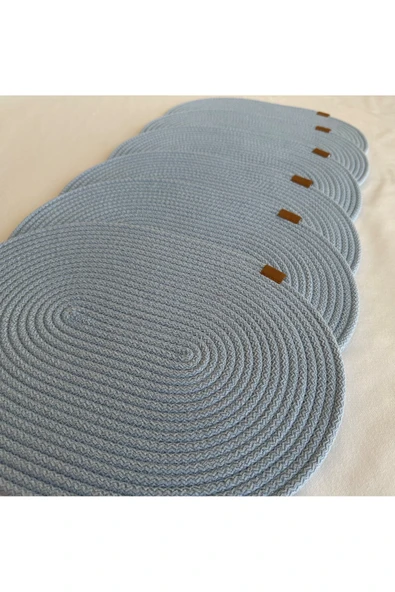 HHKARTS Jüt Amerikan Servis Sofra Altlığı, Masa Dekoru Supla Oval Açık Mavi 30x40 6lı - Resim 2