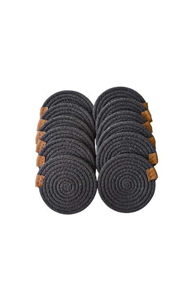 HHKARTS Jüt Bardak Kupa Altlığı Antrasit 13cm 12li - Resim 2