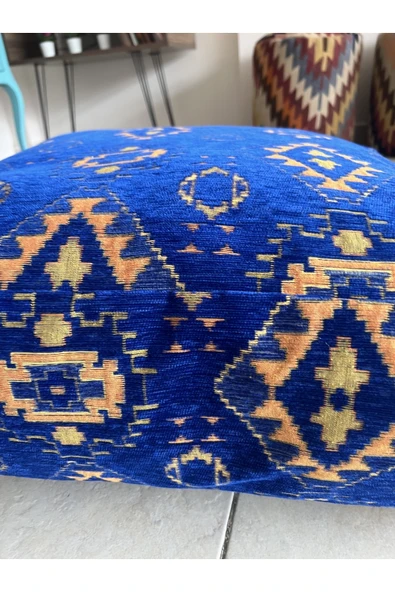 oushak Kilim Desenlİ Otantik Bahçe Balkon Minderi Çift Taraflı Fermuarlı PUF KILIFI Şönil KILIFI - Resim 6