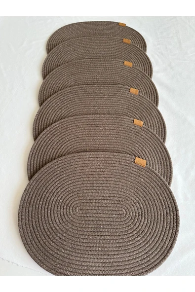 HHKARTS Jüt Amerikan Servis Sofra Altlığı, Masa Dekoru Supla Oval Sepya 30x40 6lı ürün görseli