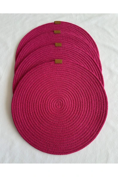 HHKARTS Yuvarlak Amerikan Servis Sofra Altlığı, Masa Dekoru Supla Fuşya 33cm 4lü ürün görseli