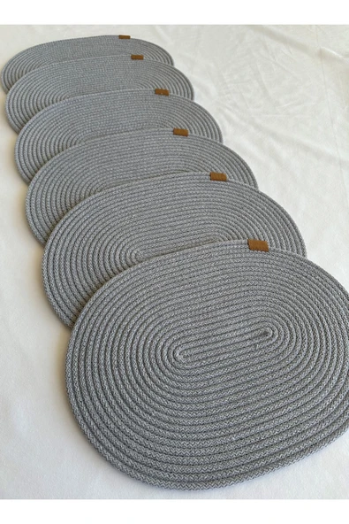 HHKARTS Jüt Amerikan Servis Sofra Altlığı, Masa Dekoru Supla Oval Gri 30x40 6lı - Resim 4