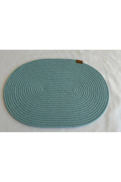 HHKARTS Jüt Amerikan Servis Sofra Altlığı, Masa Dekoru Supla Oval Mint 30x40 8li ürün görseli