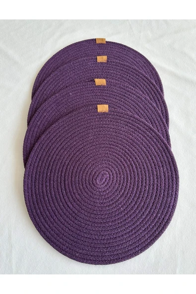 HHKARTS Yuvarlak Amerikan Servis Sofra Altlığı, Masa Dekoru Supla Mor 33cm 4lü ürün görseli