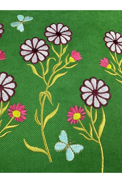 HHKARTS Çiçek Desenli Nakışlı Kırlent Kılıfı Fermuarlı 40x40 2'li - Resim 4