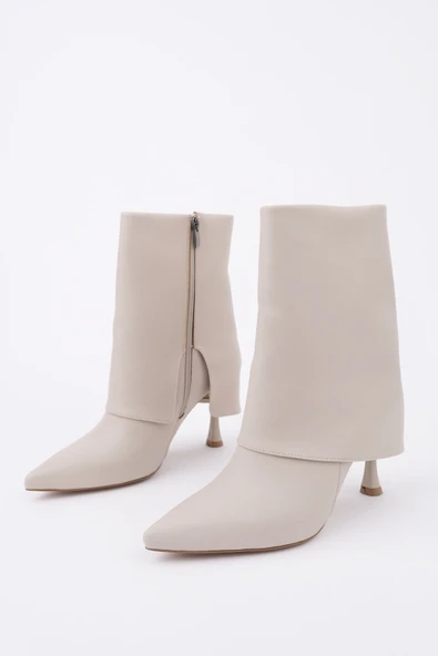 Muggo MARLA Sivri Burun İnce Topuklu Fermuarlı Kadın Bot - 8