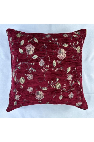 HHKARTS Çiçek Desenli Yastık Kılıfı Çift Taraflı Goblen Kumaş Kapalı Fermuarlı Kırlent 40x40 ürün görseli