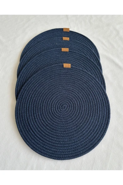 HHKARTS Yuvarlak Amerikan Servis Sofra Altlığı, Masa Dekoru Supla Lacivert 33cm 4lü ürün görseli