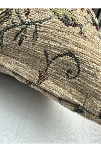 HHKARTS Çiçek Desenli Yastık Kılıfı Çift Taraflı Goblen Kumaş Kapalı Fermuarlı Kırlent 4'lü 40x40 - Resim 4