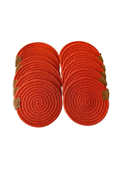 HHKARTS Jüt Bardak Kupa Altlığı Turuncu 13cm 12li ürün görseli