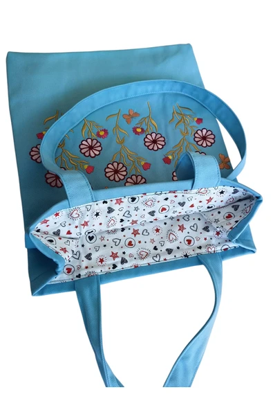 HHKARTS Nakışlı Çiçek Desenli Kol Çantası (TEK TARAFI NAKIŞLI) - Resim 6