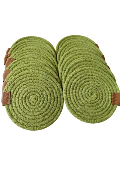 HHKARTS Jüt Bardak Kupa Altlığı Fıstık Yeşili 13cm 12li - Resim 2
