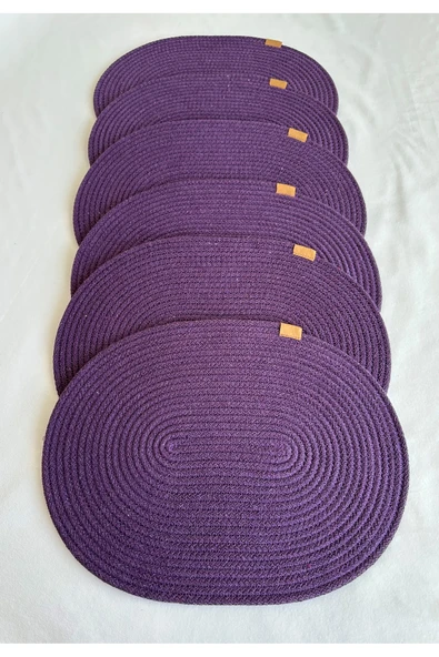 HHKARTS Jüt Amerikan Servis Sofra Altlığı, Masa Dekoru Supla Oval Mor 30x40 6lı - Resim 3