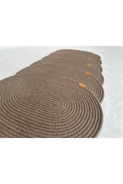 HHKARTS Jüt Amerikan Servis Sofra Altlığı, Masa Dekoru Supla Oval Sepya 30x40 6lı - Resim 2