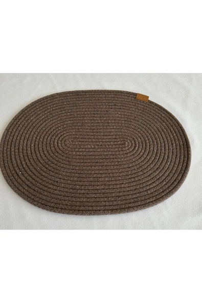 HHKARTS Jüt Amerikan Servis Sofra Altlığı, Masa Dekoru Supla Oval Sepya 30x40 8li ürün görseli