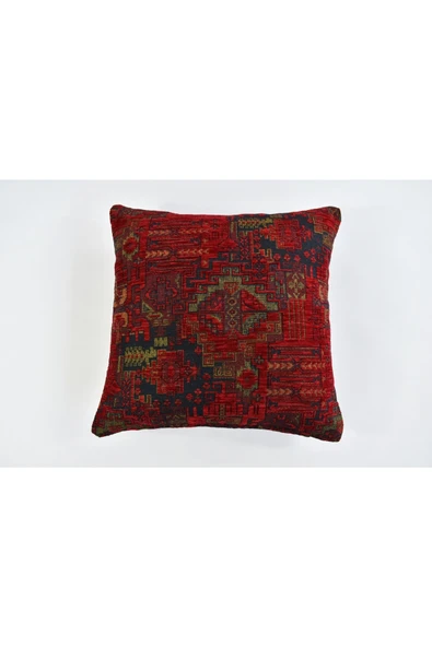 oushak Kilim Desenli Dekoratif Yastık Kılıfı Çift Taraflı Şönil Dokuma Gizli Fermuarlı Etnik Kırlent Kılıfı ürün görseli