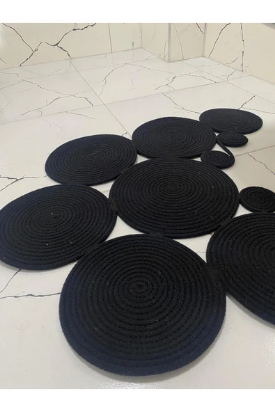 HHKARTS Jüt Klozet Önü Paspas Siyah - Resim 4