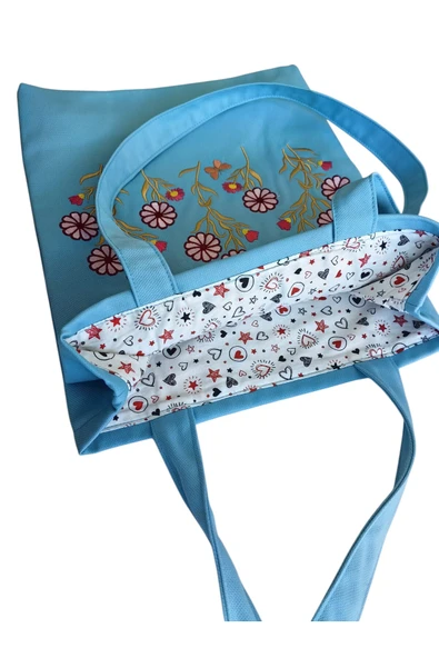 HHKARTS Nakışlı Çiçek Desenli Kol Çantası (TEK TARAFI NAKIŞLI) - Resim 7