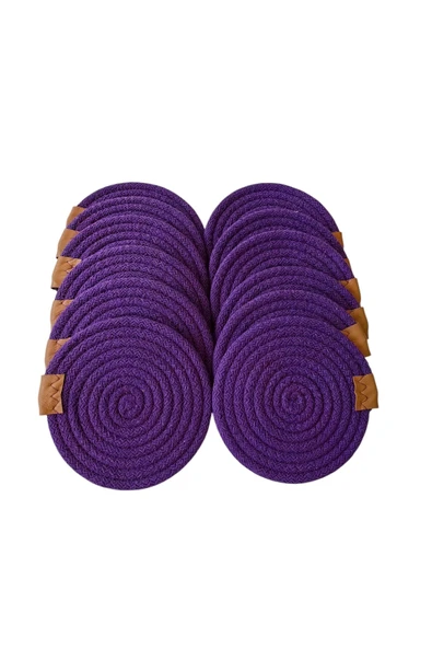 HHKARTS Jüt Bardak Kupa Altlığı Mor 13cm 12li - Resim 2