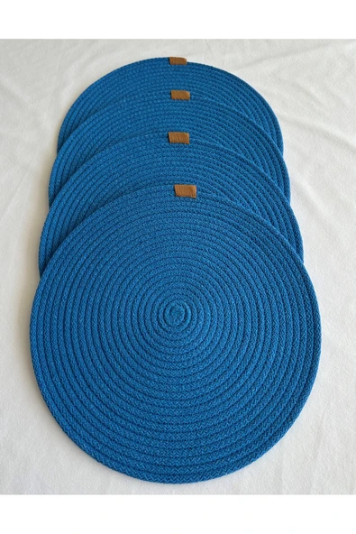 HHKARTS Yuvarlak Amerikan Servis Sofra Altlığı, Masa Dekoru Supla Mavi 33cm 4lü ürün görseli