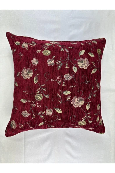 HHKARTS Çiçek Desenli Yastık Kılıfı Çift Taraflı Goblen Kumaş Kapalı Fermuarlı Kırlent 2'Lİ 40x40 - Resim 3