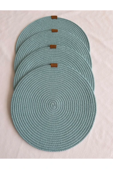 HHKARTS Yuvarlak Amerikan Servis Sofra Altlığı, Masa Dekoru Supla Mint 33cm 4lü ürün görseli