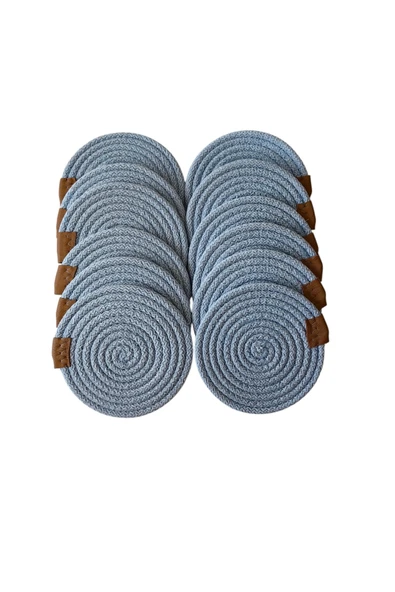 HHKARTS Jüt Bardak Kupa Altlığı Açık Mavi 13cm 12li - Resim 3