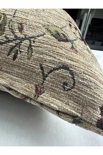 HHKARTS Çiçek Desenli Yastık Kılıfı Çift Taraflı Goblen Kumaş Kapalı Fermuarlı Kırlent 2'Lİ 40x40 - Resim 4
