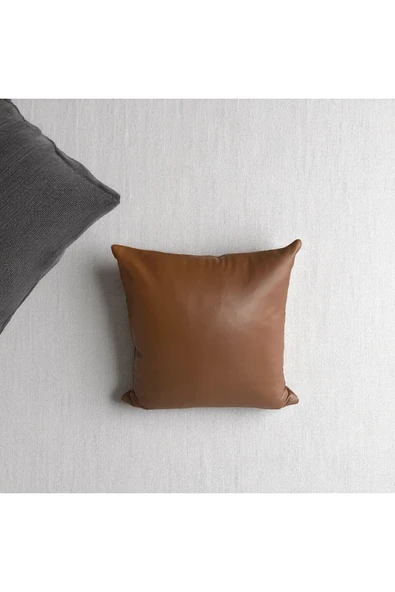 HHKARTS Çift Taraflı Gerçek Deri Yastık Kılıfı - Siyah ve Kahverengi - 30x50 cm / 40x40 cm - Resim 2